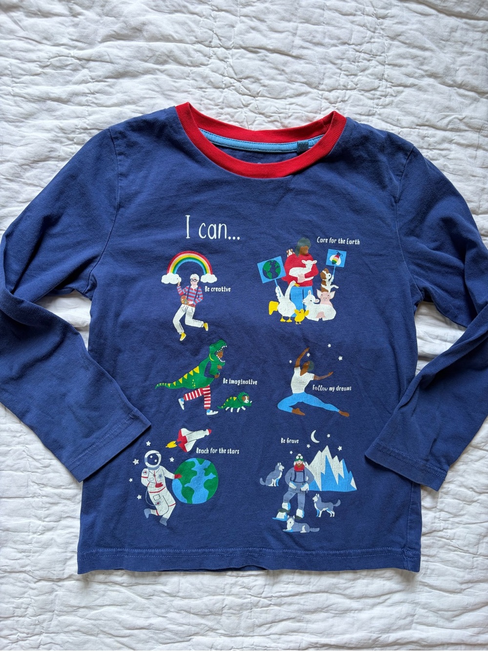 Mini Boden Long sleeve Tee - I can do anything, size 5-6